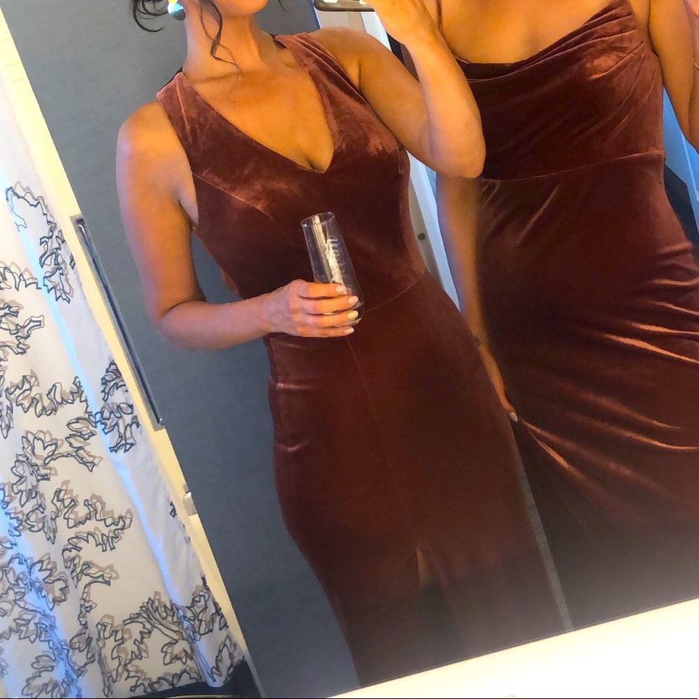 Revelry Dress in Velvet Terracotta - Asher